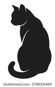 Black and white silhouette vector of a American Wirehair cat
