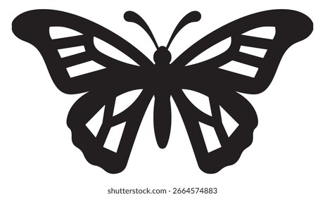 black and white silhouette vector of butterfly 
