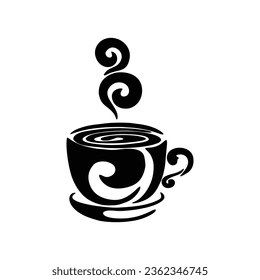 black and white silhouette vector coffee icon. black and white coffee logo illustration
