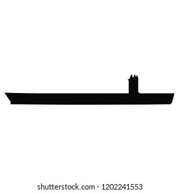 A black and white silhouette vector of a container ship