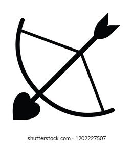 A black and white silhouette vector of a cupid's bow and arrow