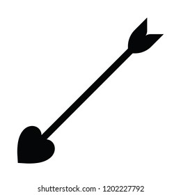 A black and white silhouette vector of a cupid's arrow
