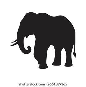 Silueta en blanco y negro Vector de elefante
