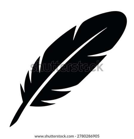 black and white silhouette vector of a feather