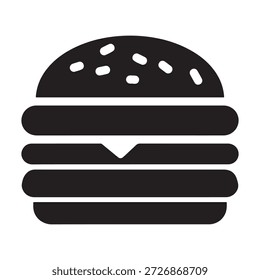 Vector blanco y negro de la silueta de una hamburguesa en el fondo blanco