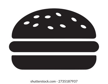 black and white silhouette vector hamburger on white background