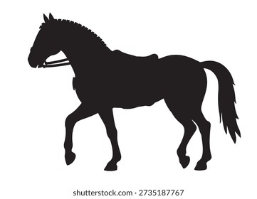 black and white silhouette vector horse on white background