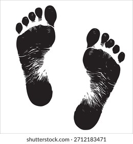 Black and white silhouette, vector illustration of human footprint	