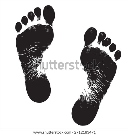Black and white silhouette, vector illustration of human footprint	