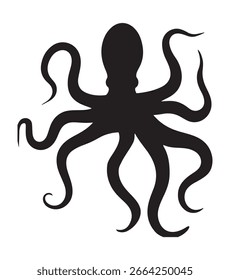 Pescado de pulpo de Vector de silueta blanco y negro