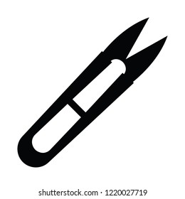 A black and white silhouette vector of a pair of seam rippers