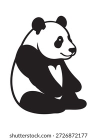 Vector blanco y negro de la silueta del oso panda en el fondo blanco