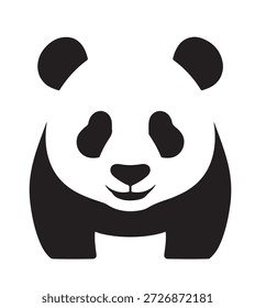 Vector blanco y negro de la silueta del logotipo del oso panda en el fondo blanco