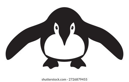 schwarz-weißer Silhouettenvektor eines Pinguins auf weißem Hintergrund
