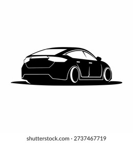 black and white silhouette vector racing sedan car