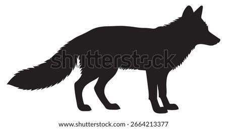 black and white silhouette vector red fox animal