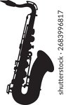 black and white silhouette vector of a saxophone
