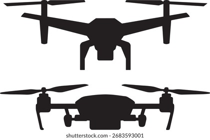 Conjunto de Vector de silueta en blanco y negro de drones