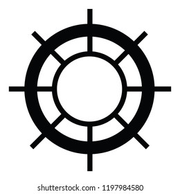 A black and white silhouette vector of a ship's wheel