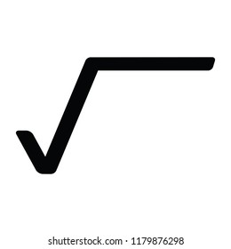 A black and white silhouette vector of a square root symbol