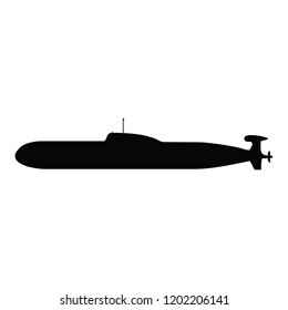 A black and white silhouette vector of a submarine