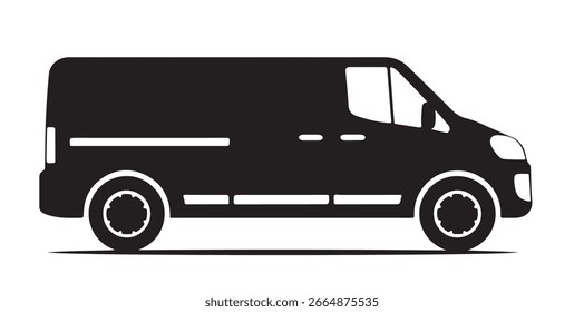 black and white silhouette vector of a van