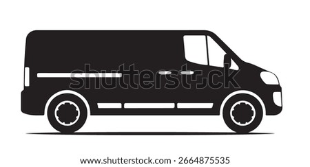 black and white silhouette vector of a van
