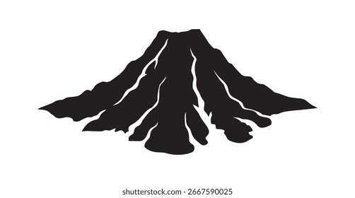 vetor de silhueta preto e branco de um vulcão