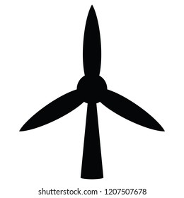 A black and white silhouette vector of a windmill