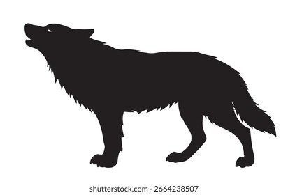 black and white silhouette vector wolf animal
