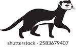 Black and White Silhouette of a Weasel