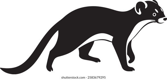 Black and White Silhouette of a Weasel