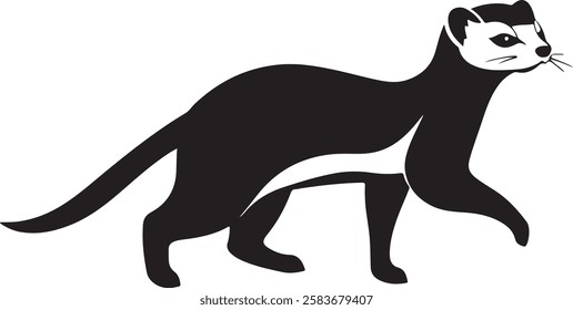 Black and White Silhouette of a Weasel