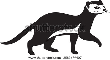 Black and White Silhouette of a Weasel