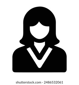 Black and white silhouette of a woman with short hair. Vector illustration