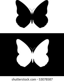 Black and white silhouettes of butterflies