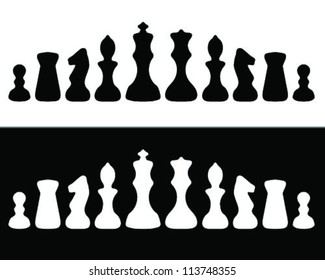 Black and white silhouettes chessmen-vector