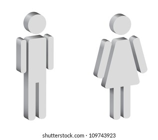 black and white silhouettes of man and woman, 3d, vector