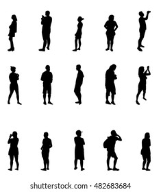 Black and White Silhouettes of People Vector Illustration. EPS10