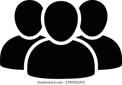 Black and white silhouettes of three people grouped together