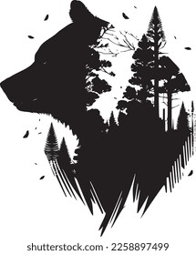 Black and white silhouettes within silhouettes