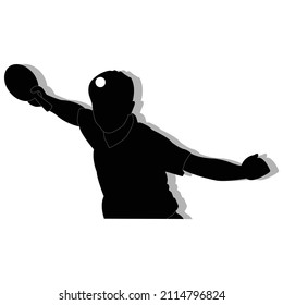 BLACK AND WHITE SILUET PEOPLE ARE DOING SERVICE AT TABLE TENNIS