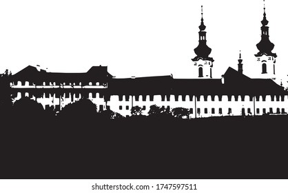 
black and white silulet of the Prague Monastery