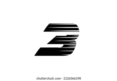 diseño de icono de logotipo de 3 números simple y negro. Plantilla creativa para empresas y empresas