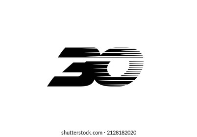 black and white simple 30 number logo icon design. Creative template for business and company