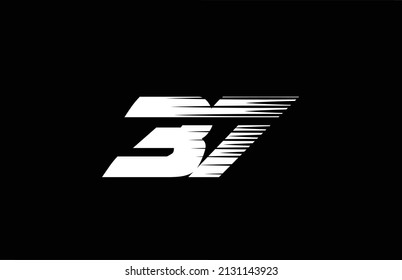 black and white simple 37 number logo icon design. Creative template for business and company