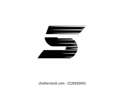 black and white simple 5 number logo icon design. Creative template for business and company