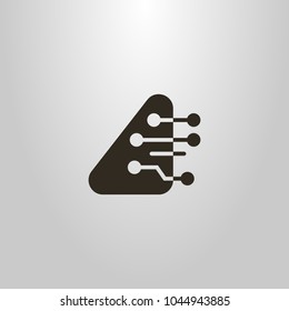 black and white simple abstract vector  symbol of a smooth cyber triangle