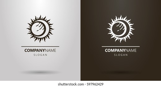 Black and white simple abstract vector solar eclipse logo