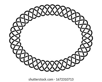 Marco étnico de trenzas de cable de cuerda celta simple en blanco y negro, plantilla de ilustración vectorial para una tarjeta, tapa, diseño